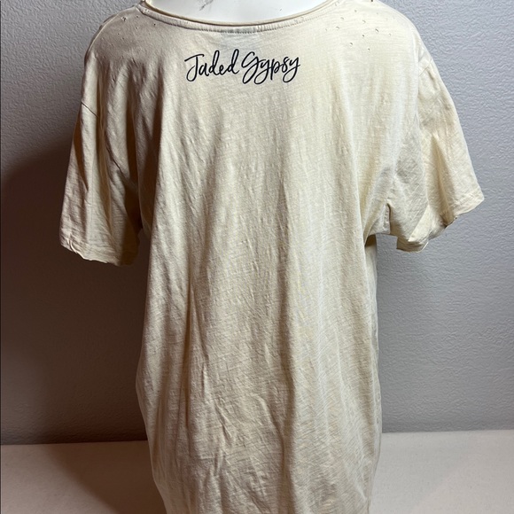 Jaded Gypsy Eye Heart Graphic Tee Distressed Boho Oversized Shirt - Picture 5 of 8